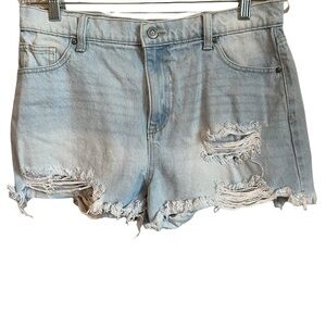 Nobo High‎ Rise Distressed Denim Raw Hem Shorts
